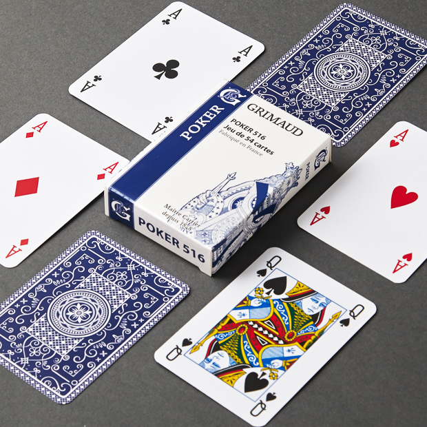 Cartes à jouer poker 516 grimaud origine bleu