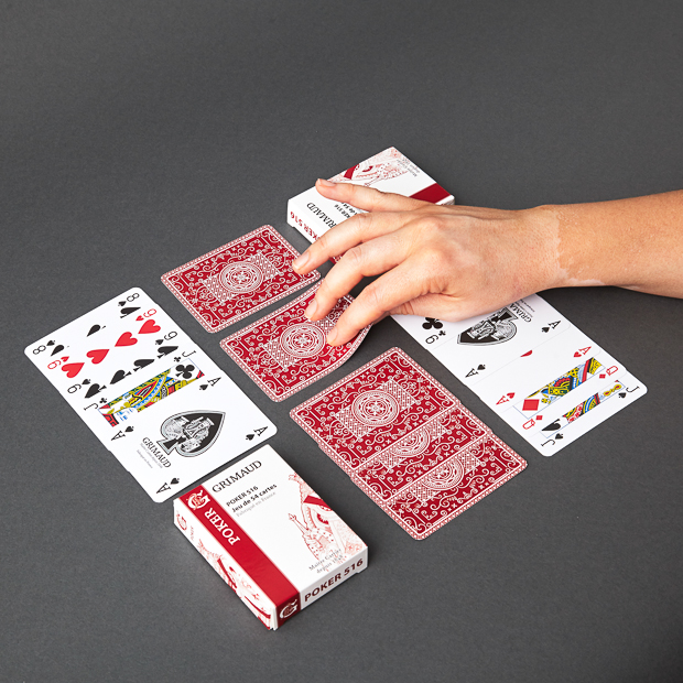 Cartes à jouer Poker 516 rouges Grimaud Origine